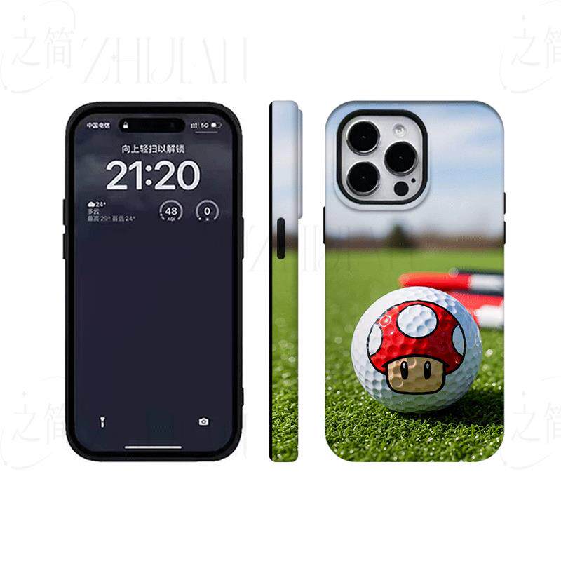 蘑菇高尔夫球磨砂磁吸手机壳大孔亮面硬壳适用苹果iphone18promax华为PURAXVIEW小米17PROMAX小米CIVI4PRO