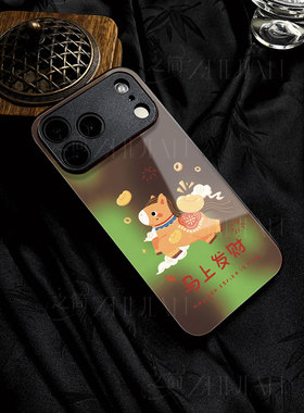 苹果17promax马上发财j玻璃手机壳马年新年祝福有钱适用苹果华为OPPOK12XIQOOZ10TURBO三星S25PLUS一加ACE6