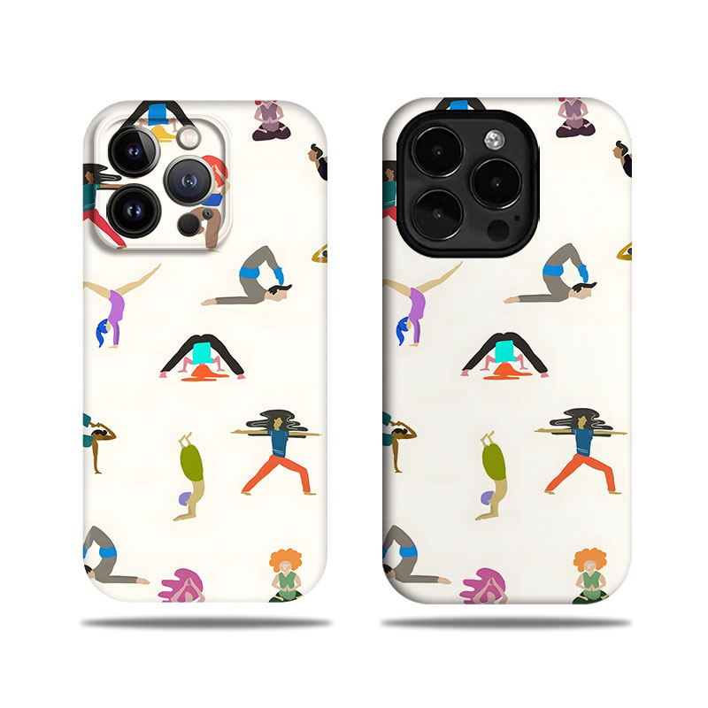 多样瑜伽姿势展示菲林软硬壳二合一小众不撞壳适用苹果华为荣耀vivooppo小米iphone16亮面磨砂手机壳保护套