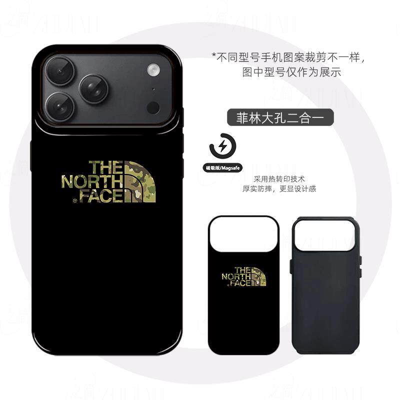 北面迷彩标识磨砂磁吸手机壳大孔亮面硬壳适用苹果iphone18promax华为PURAXVIEWIQOOZ11TURBOVIVOS15E