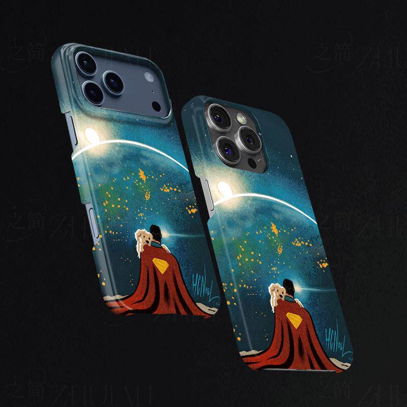 超人萌犬星空磨砂磁吸手机壳大孔亮面硬壳适用苹果iphone18promax华为PURAXVIEWOPPORENO12PRO小米CIVI5PRO