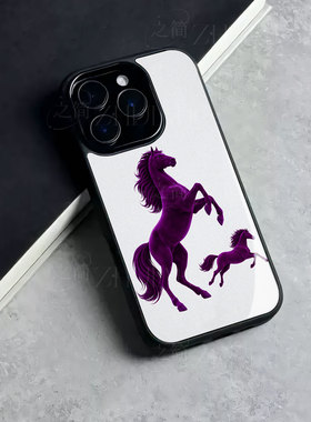 苹果17promax两红马奔玻璃手机壳马年新年祝福有钱适用苹果华为荣耀WINRTP80ULTRAmate80proOPPOK12X