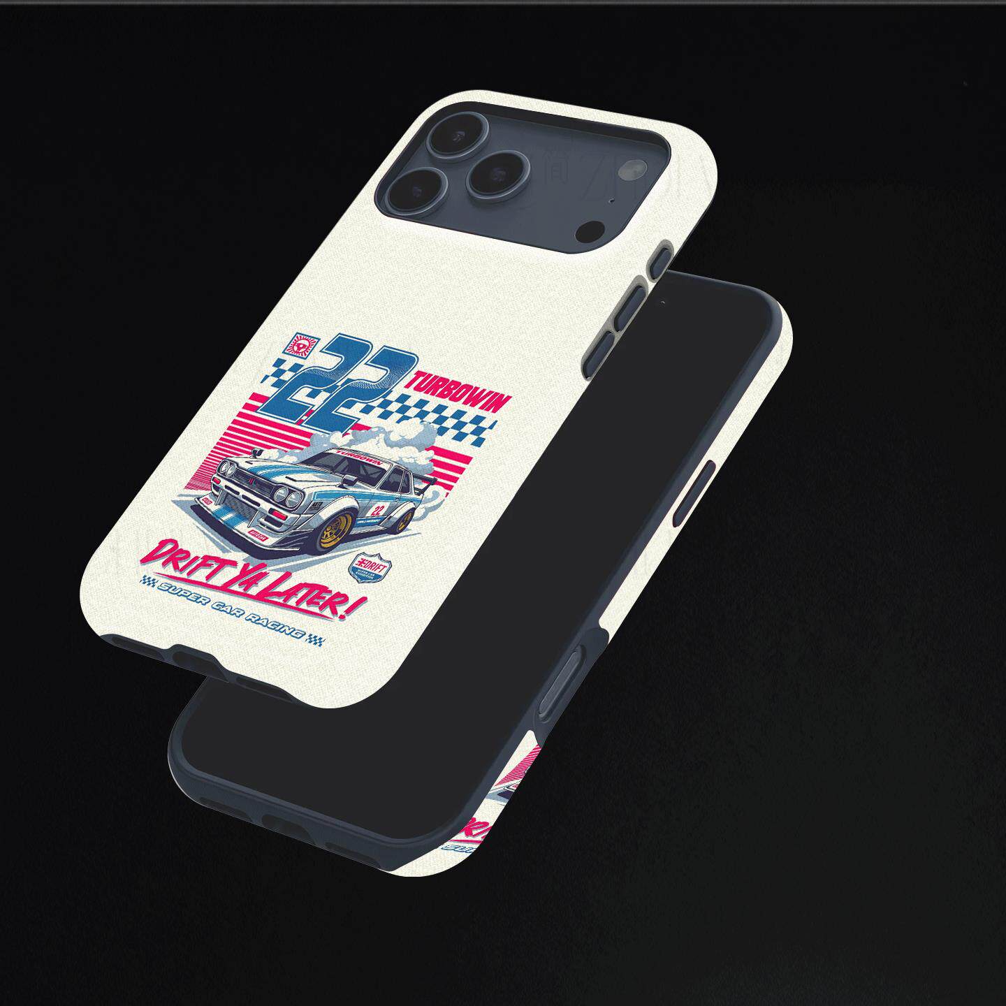 22号漂移赛车硬壳磨砂磁吸手机壳适用苹果iphone17promax华为VIVOX200SVIVOX300PRO荣耀MAGIC7PROP70PRO