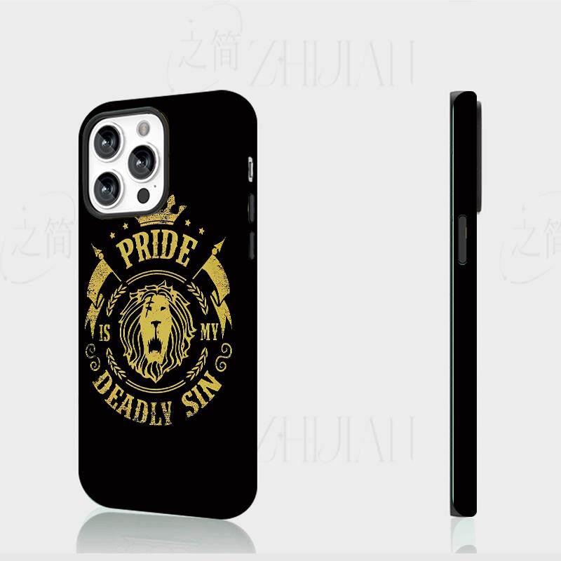 金狮皇冠徽章磨砂磁吸手机壳大孔亮面硬壳适用苹果iphone18promax华为PURAXVIEWVIVOS19PRO荣耀500PRO