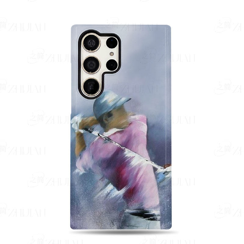 粉衣挥杆水彩磨砂磁吸手机壳大孔亮面硬壳适用苹果iphone18promax华为PURAXVIEWIQOO15华为NOVA9PRO