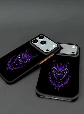 紫色黑豹头像硬壳磨砂磁吸手机壳适用苹果iphone17promax华为OPPOFINDX9PROmate80proFINDX8PRO小米14pro