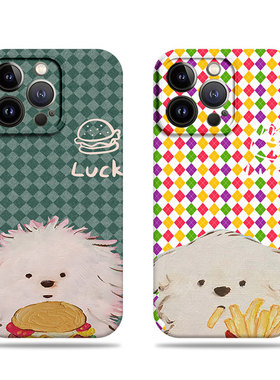 苹果17promax狗狗薯条汉堡菲林情侣手机壳适用苹果华为OPPOK12S红米TURBO3一加ACE5至尊版一加ACE5ProNOVA14