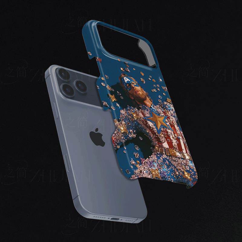 闪钻美队造型磨砂磁吸手机壳大孔亮面硬壳适用苹果iphone18promax华为PURAXVIEWPROMAX11/12/PROMAX14/15/16