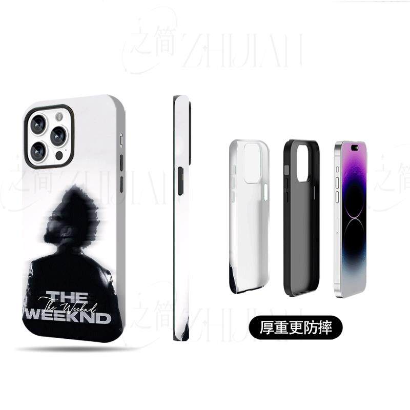 威肯黑白剪影磨砂磁吸手机壳大孔亮面硬壳适用苹果iphone18promax华为PURAXVIEW红米K60E荣耀60PRO