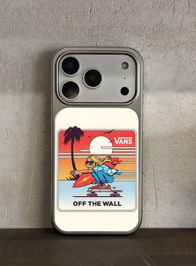 VANS滑板冲浪手机壳大孔电镀黑框碳纤纹二合一磁吸适用苹果17promax华为P60PRO小米14PROPURA70PROPLUS