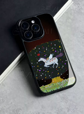 苹果17promax飞马人物玻璃手机壳马年新年祝福有钱适用苹果华为VIVOS30PROMINI荣耀300至尊麦芒40红米TURBO4P