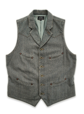 西里布灰色美式复古休闲西服领马甲青年修身水洗咔叽新品非rrl