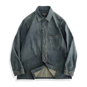 年款 全棉美式 复古牛仔衬衫 西里布元 男咔叽休闲拔染做旧新品 非rrl