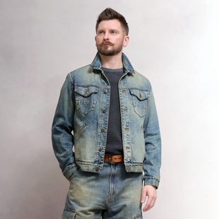 西里布日系复古洗水做旧牛仔R608工装 夹克外套男阿美咔叽非rrl