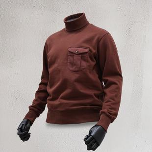 西里布复古高领长袖 卫衣男秋冬内搭防风加厚重磅非rrl T套头短款