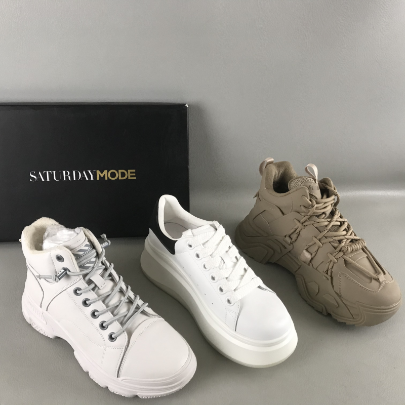 SATURDAYMODE女鞋断码撤柜捡漏秋冬松糕厚底高帮鞋真皮休闲老爹鞋