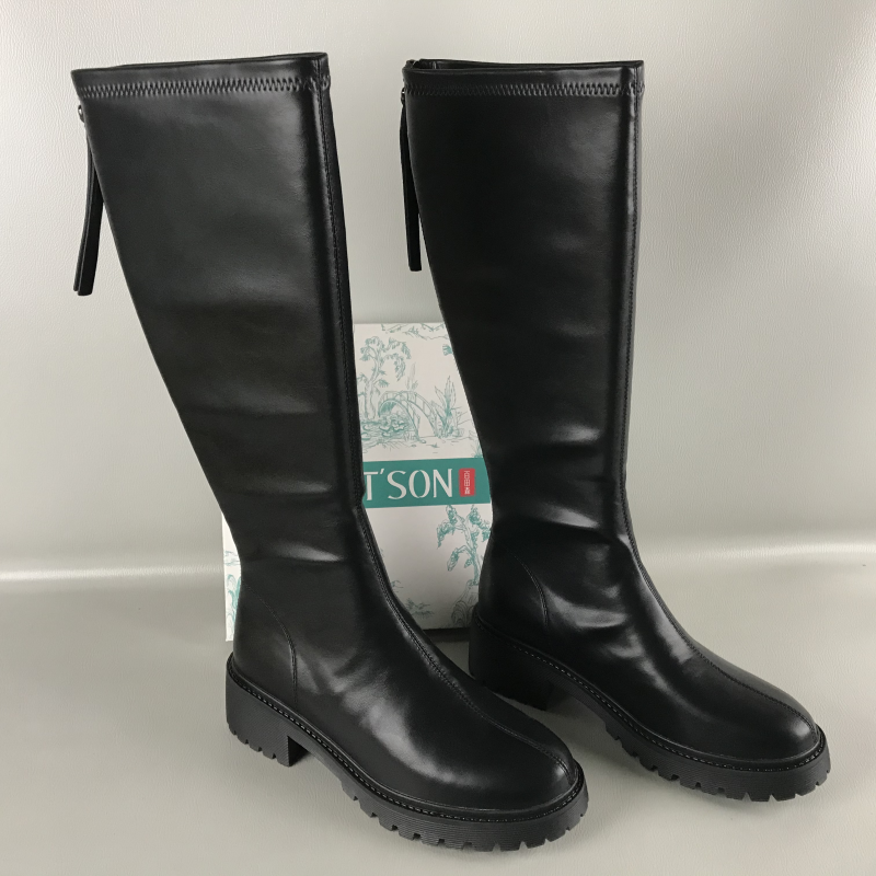 PT'SON/百田森断码撤柜冬季不过膝高筒靴时尚显瘦后拉链瘦瘦靴女