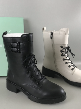 35.38码REBACCA/瑞贝卡女靴撤柜冬季厚绒里保暖马丁靴牛皮骑士靴
