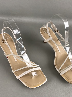 38.39码正品女鞋清仓断码捡漏夏季一字扣带真皮百搭洋气高跟凉鞋