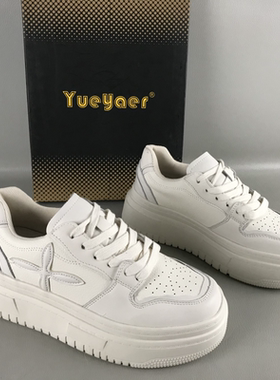 38.39码月芽儿正品女鞋断码撤柜春夏系带百搭厚底小白鞋时尚板鞋