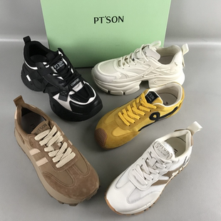 PT'SON/百田森女鞋断码撤柜捡漏春秋系带松糕底老爹鞋休闲运动鞋