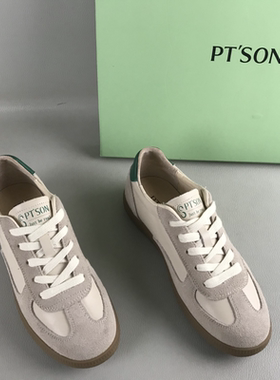 35.39码PT'SON百田森女鞋断码撤柜系带平底休闲板鞋百搭德训鞋春