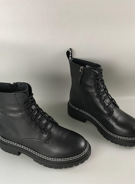 品牌安玛莉断码撤柜处理秋冬真皮爆款中筒靴厚底英伦防滑马丁靴女