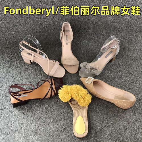 其他粗跟露趾真皮女鞋