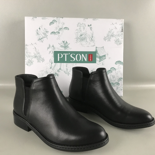 牛皮切尔西靴PT'SON百田森女靴断码撤柜春秋套筒百搭英伦风短筒靴