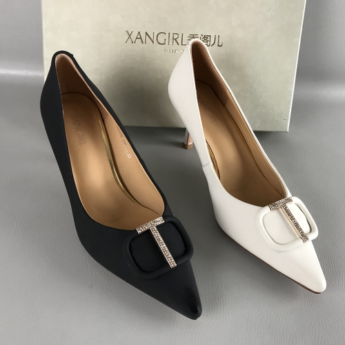 XANGIRL/香阁儿正品断码撤柜春夏浅口单鞋羊皮法式风百搭高跟鞋女