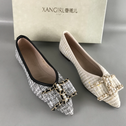 正品XANGIRL/香阁儿女鞋断码撤柜夏浅口单鞋平底小香风百搭乐福鞋