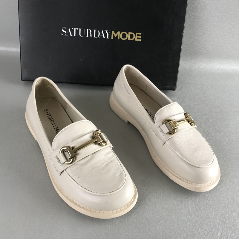35.36码SATURDAYMODE正品女鞋撤柜春秋低跟真皮乐福鞋百搭豆豆鞋