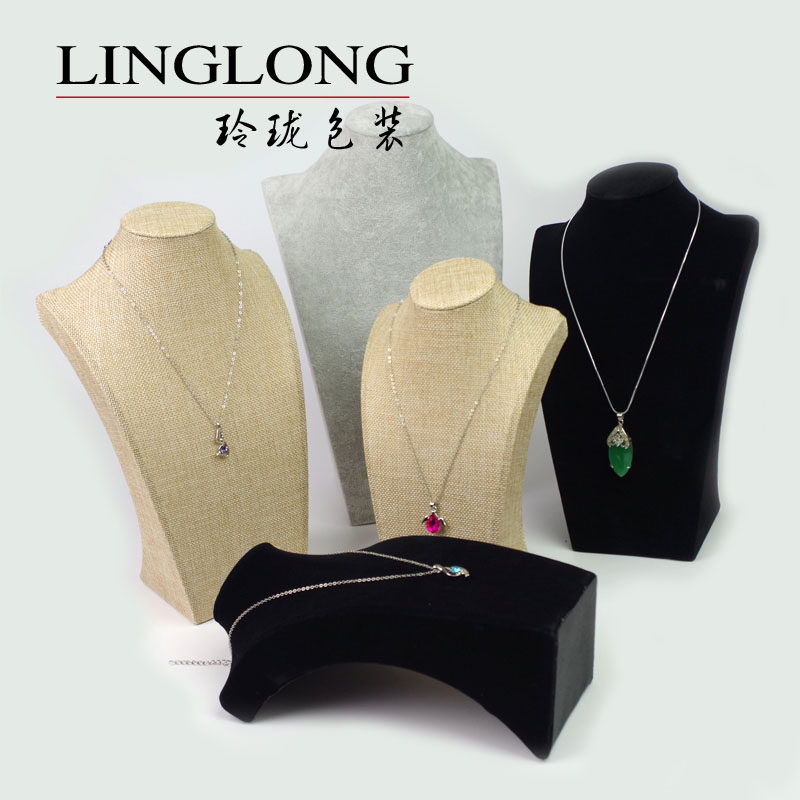高档麻布项链模特脖子吊坠展示架
