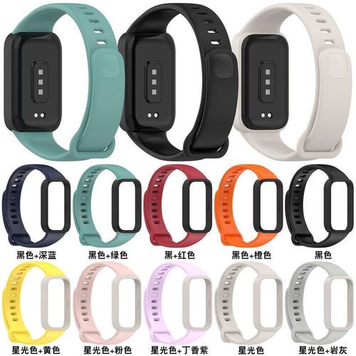 适用小米Band9Active胶表带官方同款Redmi红米手环3替换表带腕带
