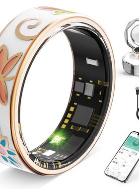 跨境R18智能戒指珐琅彩心率血压血氧睡眠监测SmartHealth女士戒指
