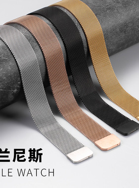 适用LUONENG罗能LW six表带米兰尼斯亲肤磁吸表带精钢原款腕带