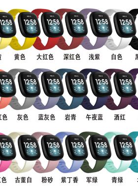 适用fitbit versa3/4硅胶表带sense2官方同款运动表带现货批发