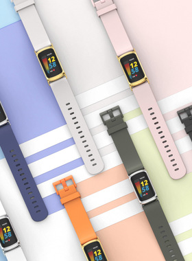 适用Fitbit Charge 6 5表带腕带硅胶柔软亲肤金属连接器替换腕带