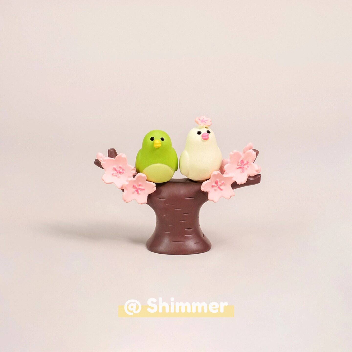 手工树脂小鸟樱花树治愈桌面摆件