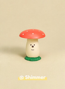 清新治愈红菇迷你造景桌面摆件