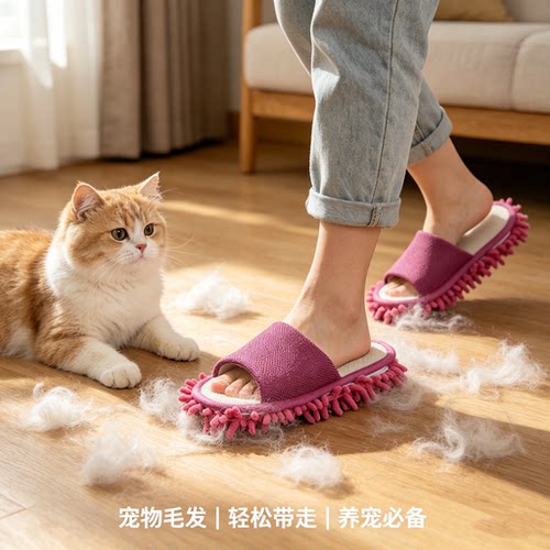 懒人静音家用擦地拖鞋宠物毛发