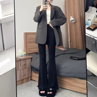 韩版 新款 小个子宽松显瘦休闲西服上衣 外套女春秋装 高级感灰色西装