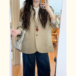 高级感小西装 卡其色小个子职场西服 外套女通勤风宽松显瘦廓形长袖