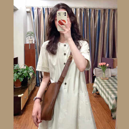 文艺休闲短袖休闲连衣裙慵懒长裙