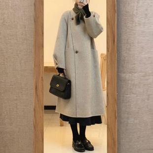 法式复古中长款气质毛呢外套女冬季新款韩系宽松小个子呢子大衣