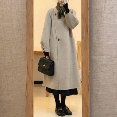 毛呢大衣中长款宽松韩系外套呢子
