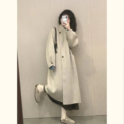 韩版小个子百搭显瘦毛呢外套加厚