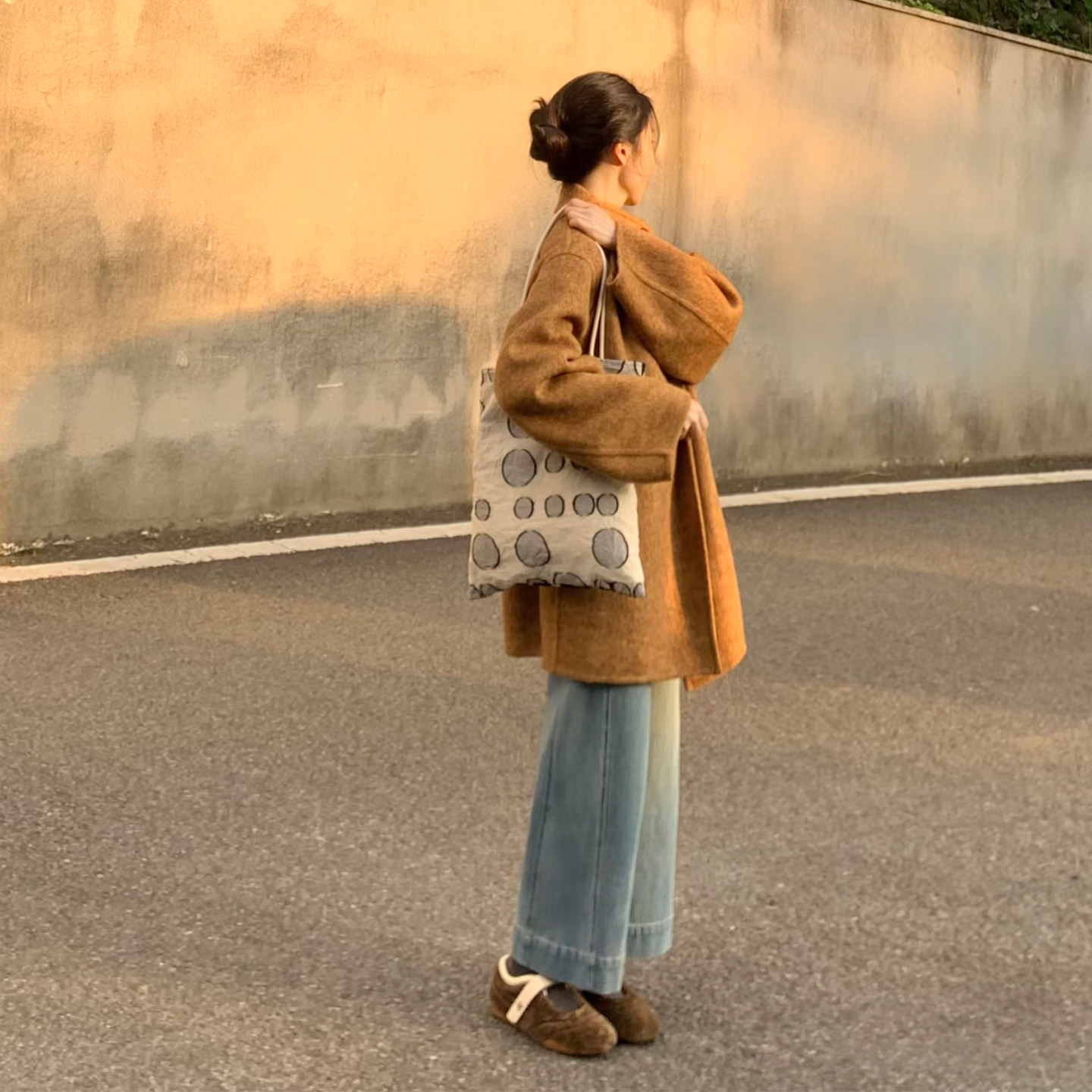 复古驼色毛呢外套女小个子中长款宽松廓形高级感气质百搭呢子大衣,女装/女士精品,毛呢外套,淘宝优惠券,粉丝福利购,淘宝优惠卷