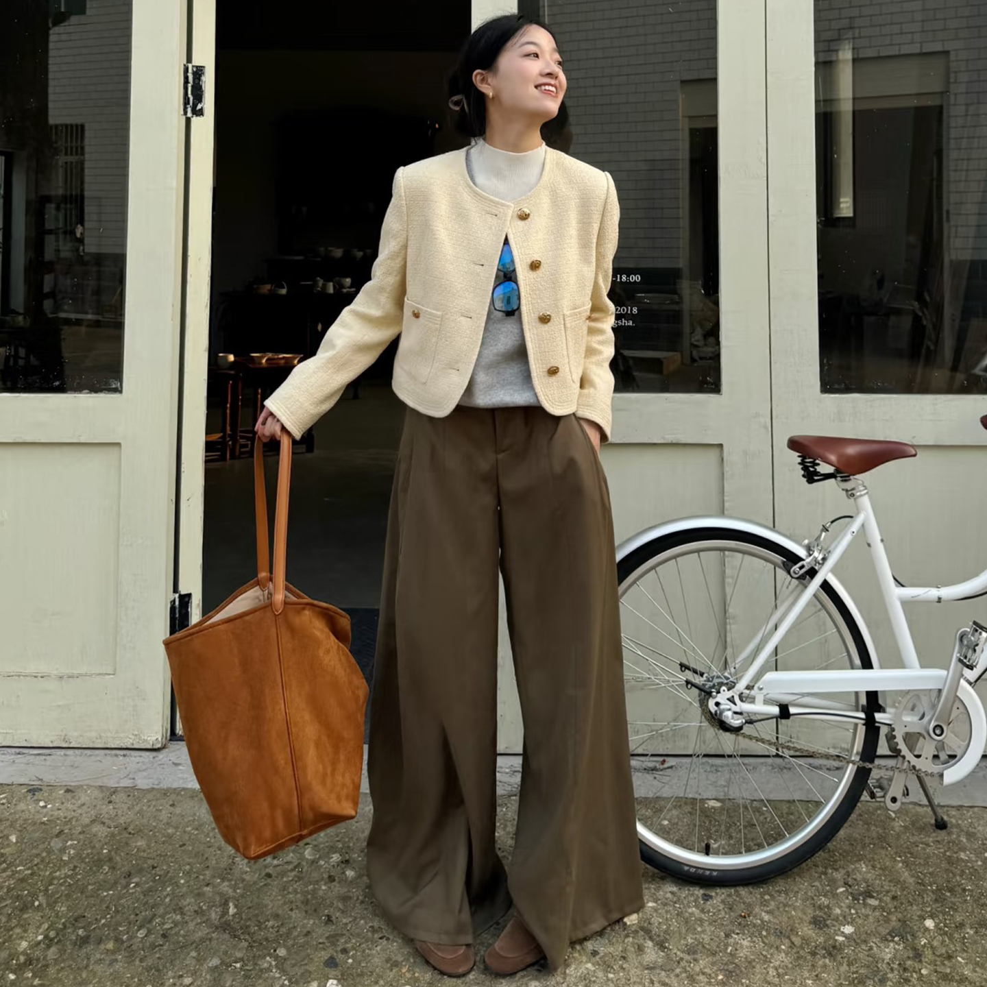 简约小香风小个子粗花毛呢外套