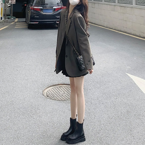 高级感咖色西装外套气质休闲西服